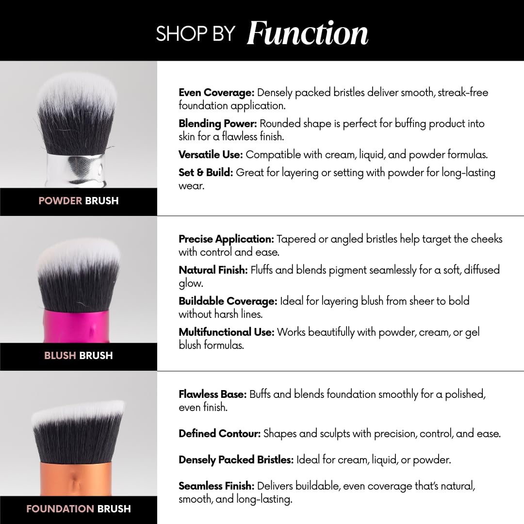 Glamstick Retractable Brush | Travel Foundation Blush Powder Brush Liquid Cream – Vegan Bristles