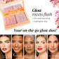 Blush + Brighten Highlighter Duo | Lightweight Mineral Blush Shimmer Glow Powder Palette