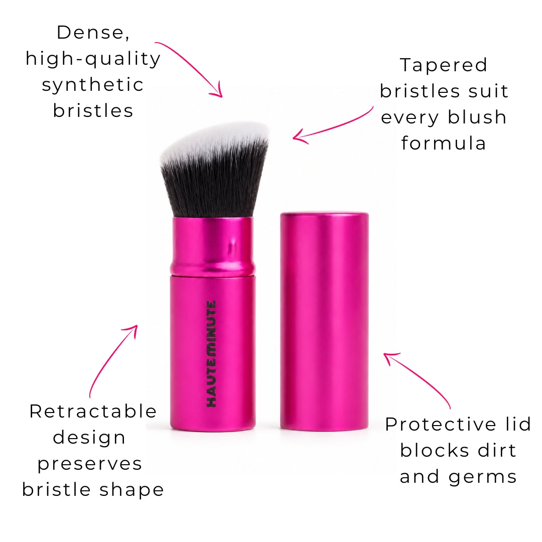 Glamstick Retractable Brush | Travel Foundation Blush Powder Brush Liquid Cream – Vegan Bristles
