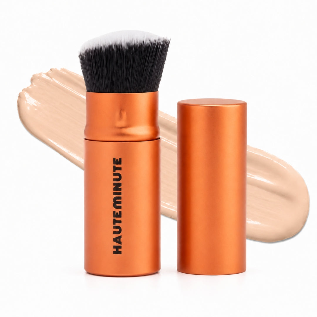 Glamstick Retractable Brush | Travel Foundation Blush Powder Brush Liquid Cream – Vegan Bristles