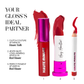 Lipstick, lip gloss, and lip liner with 'Haute Minute' branding on a white background.